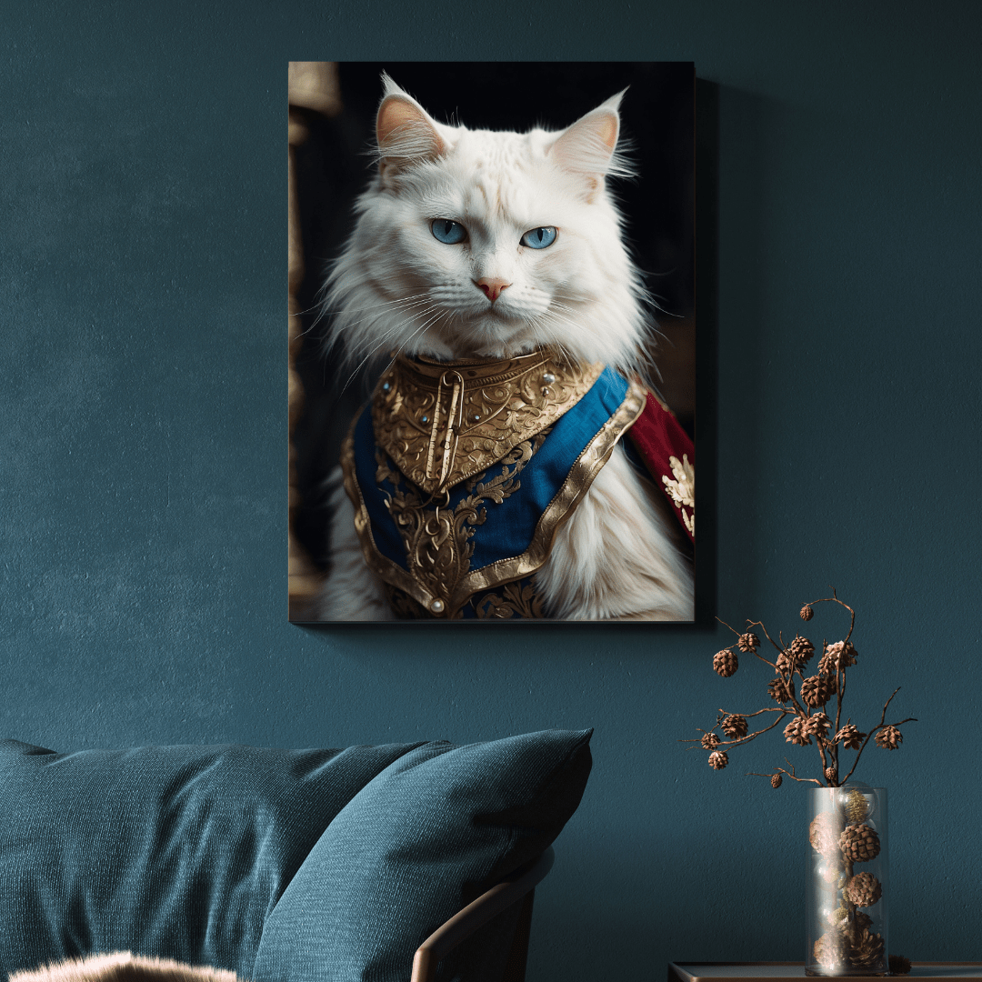 Printify Canvas Canvas Wall Art, White Cat in the Guilded Age, Cat Art, Wall Art Decoration, Art Print, Canvas Gallery Wrap, Ready to Hang