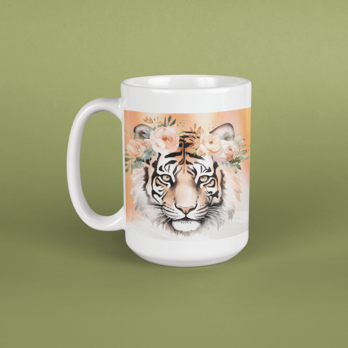 Printify Mug 15oz Coffee Mug, Tiger Coffee Mug, Tiger Face Mug, Tiger Mug, Birthday Gift, Christmas Gift, Friend Gift, White 15 oz Ceramic, Free Shipping 71083576178620729191