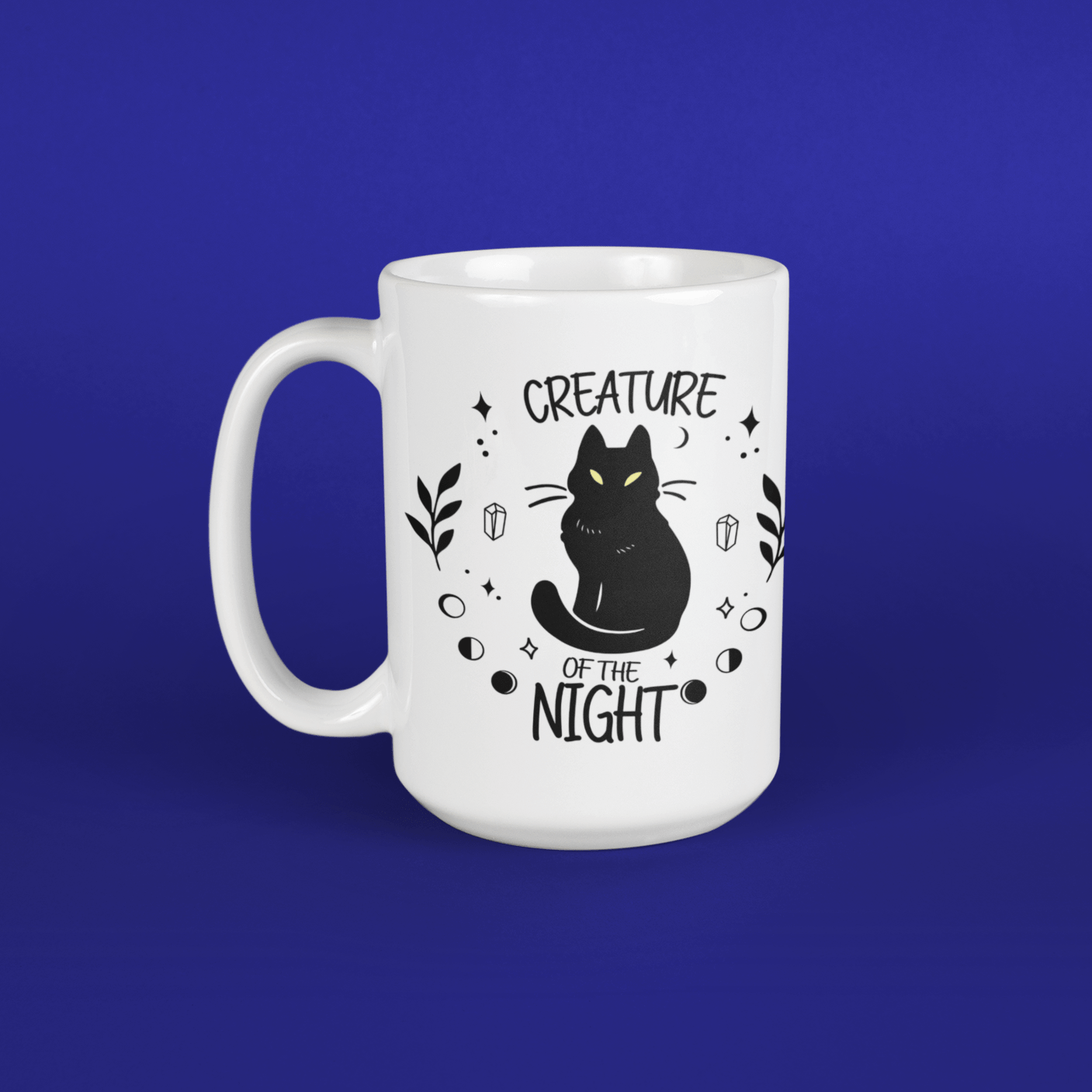 Printify Mug 15oz Coffee Mug, Halloween Coffee Mug, Creature of the Night Mug, Halloween Gift, Birthday Gift, Friend Gift, White 15 oz Ceramic 33474938312256239605