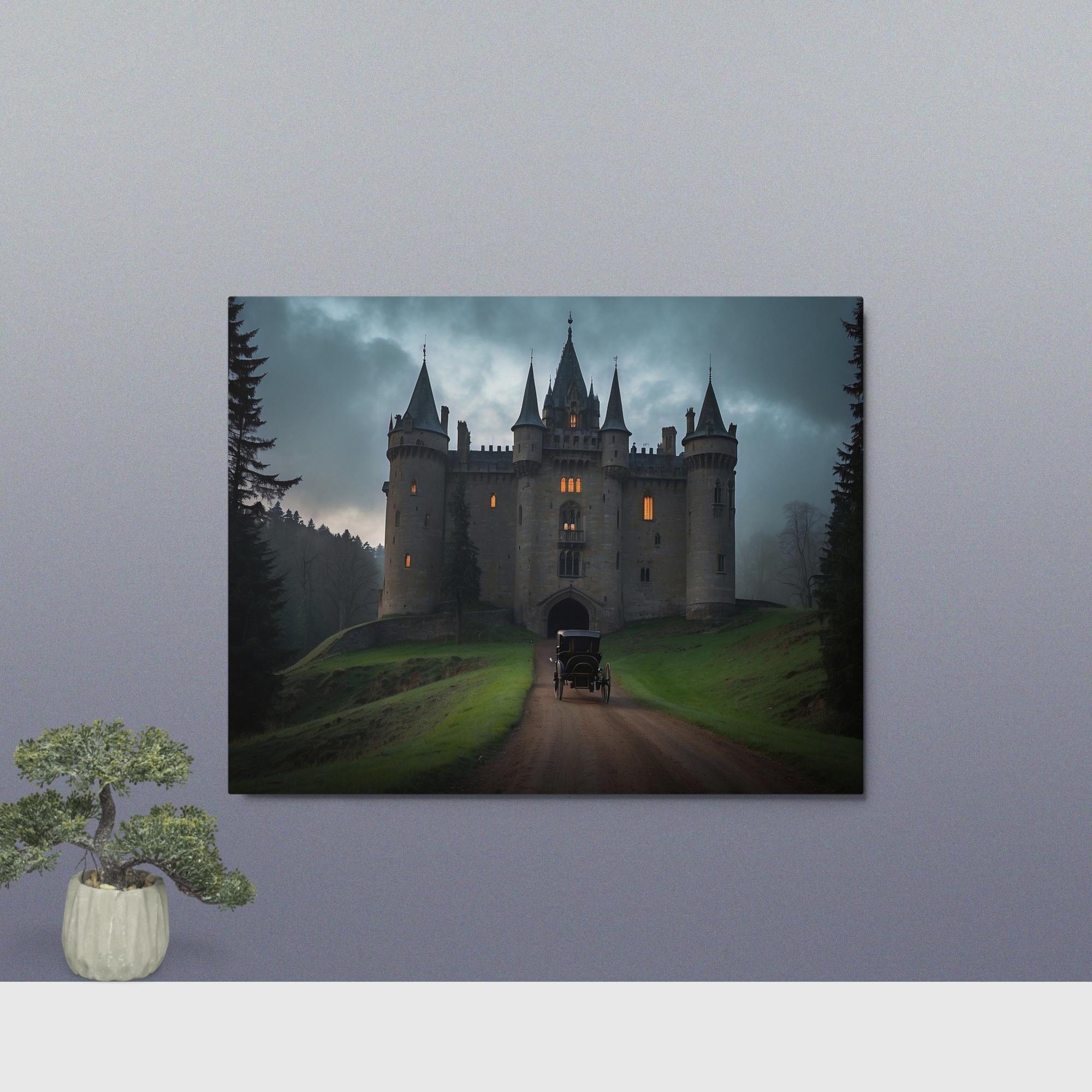 Moonrise Merchandise 11″×14″ Metal Wall Art- Gothic Castle with carriage 7082500_15136
