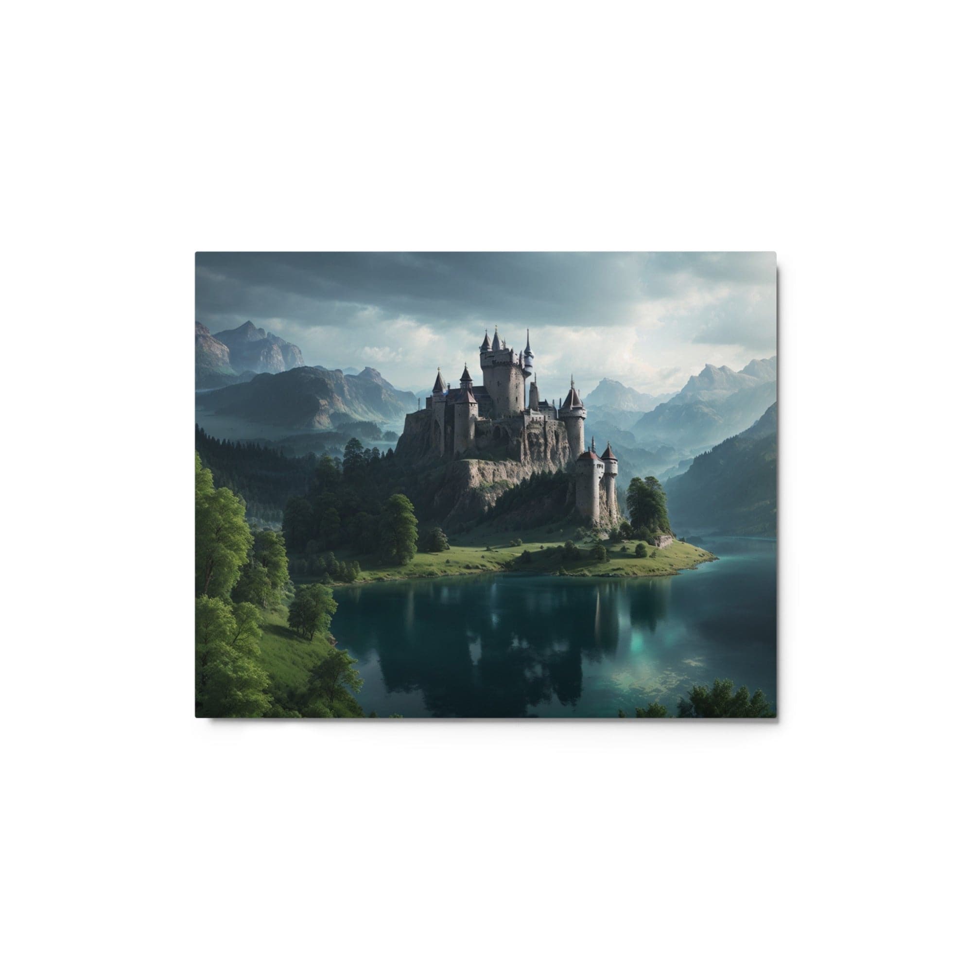 Moonrise Merchandise Home Decor 8″×10″ Metal Wall Art- English Castle on a hilltop over a lake 7636508_15134
