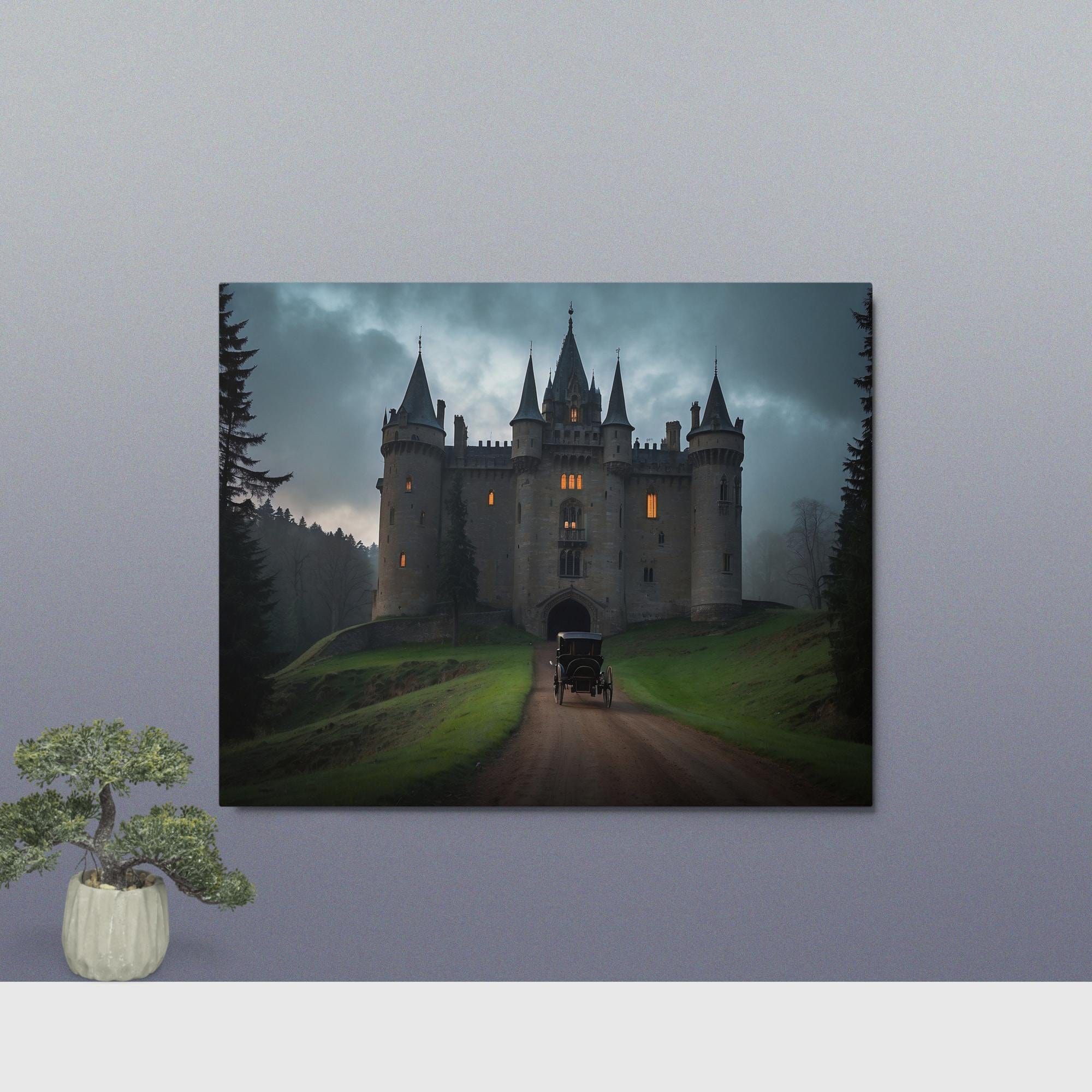Moonrise Merchandise 8″×10″ Metal Wall Art- Gothic Castle with carriage 7082500_15134