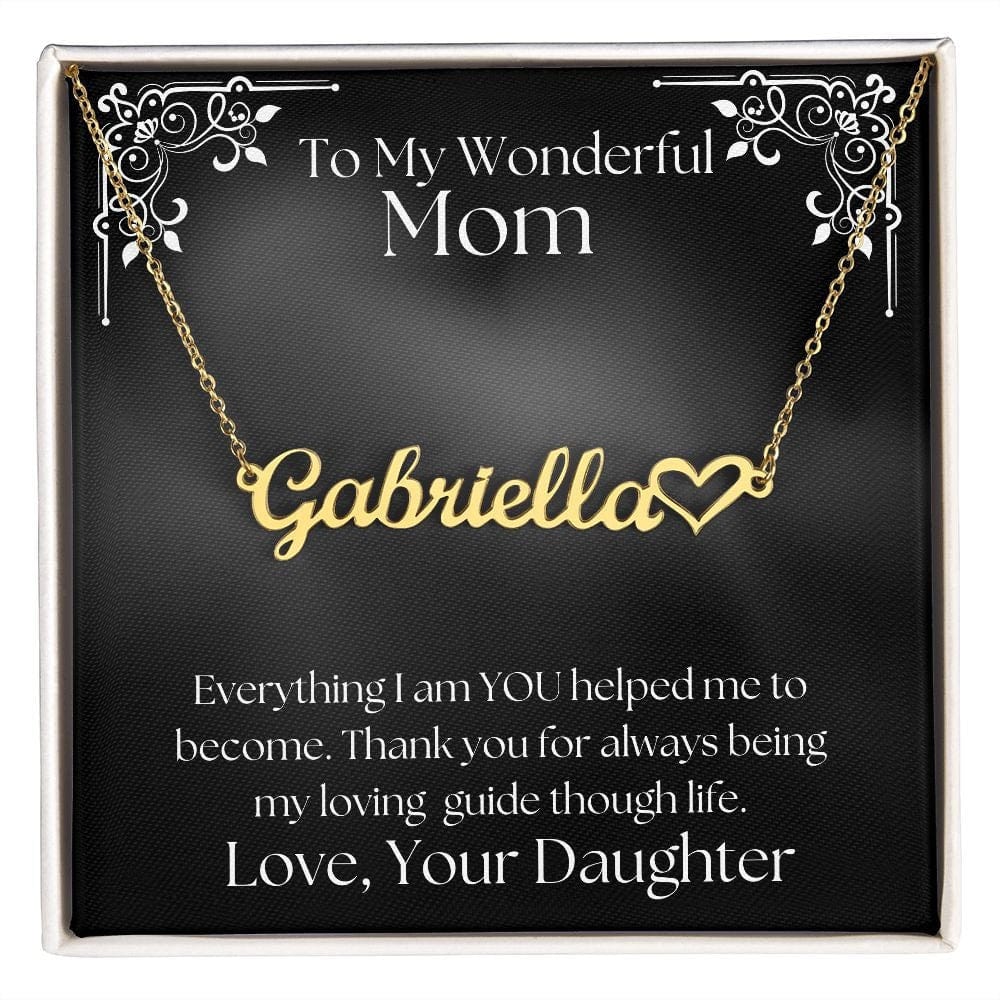 ShineOn Fulfillment Jewelry Personalized Name Necklace, Gift For Mom, Custom Name with Heart Necklace, From daughter, Gift for Her, Included Gift Box, Free Shipping