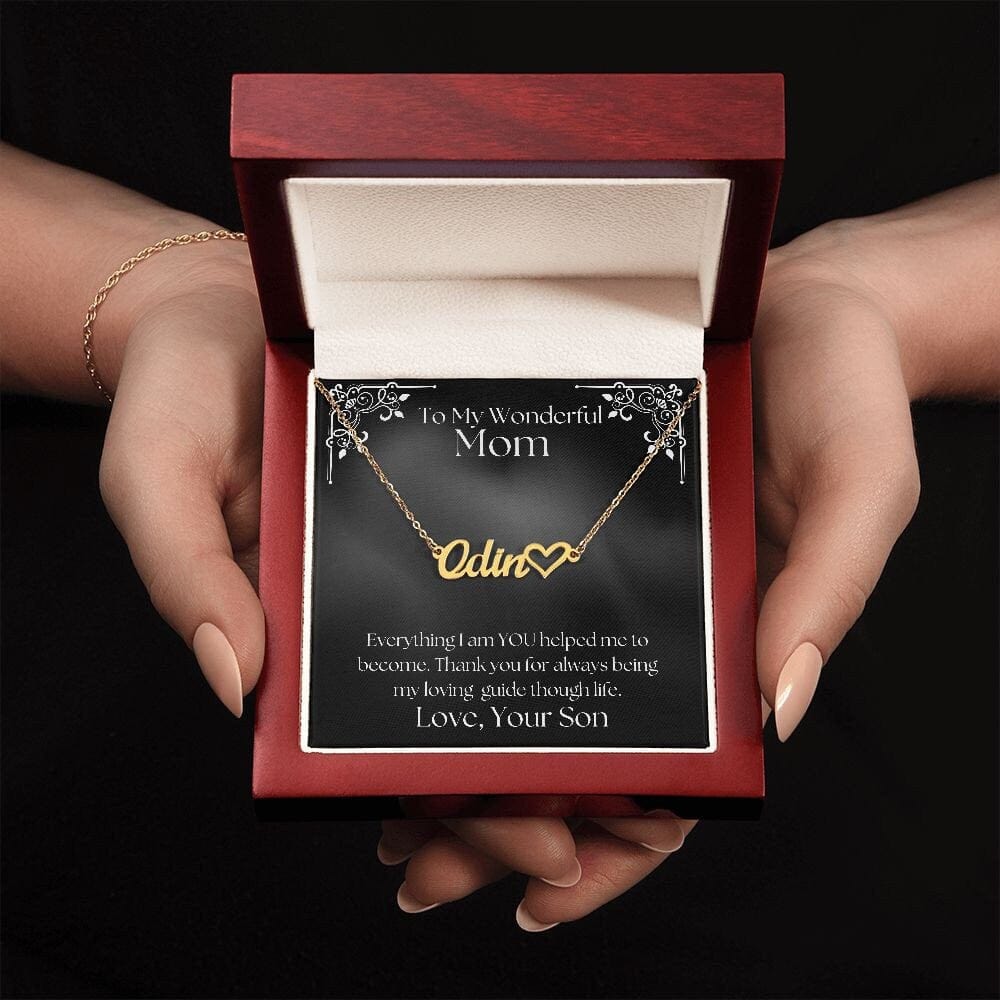 ShineOn Fulfillment Jewelry Personalized Name Necklace, Gift For Mom, Custom Name with Heart Necklace, Gift From Son, Gift for Her, Included Gift Box, Free Shipping