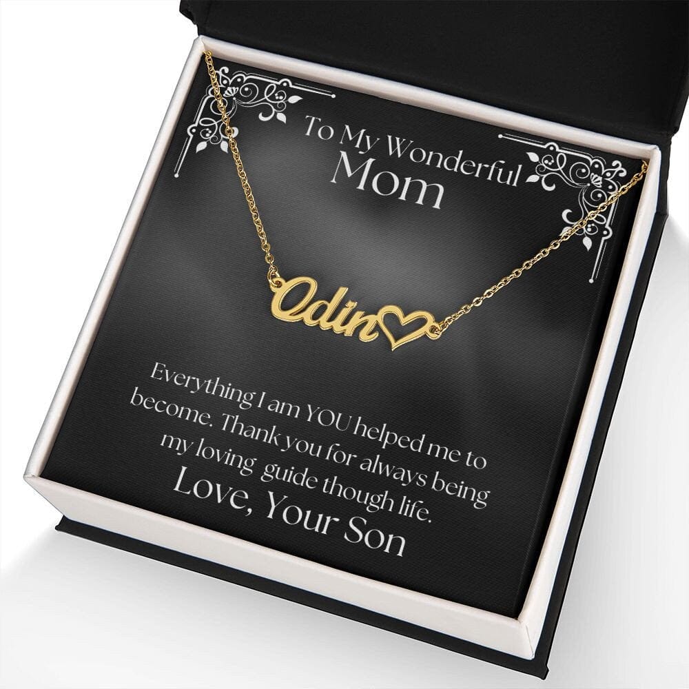 ShineOn Fulfillment Jewelry Personalized Name Necklace, Gift For Mom, Custom Name with Heart Necklace, Gift From Son, Gift for Her, Included Gift Box, Free Shipping