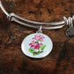 ShineOn Fulfillment Jewelry Personalized Primrose Flower Art, Custom Pendant with Luxury Bangle - Personalized Engraving Available, Gift Box Included, Free Shipping