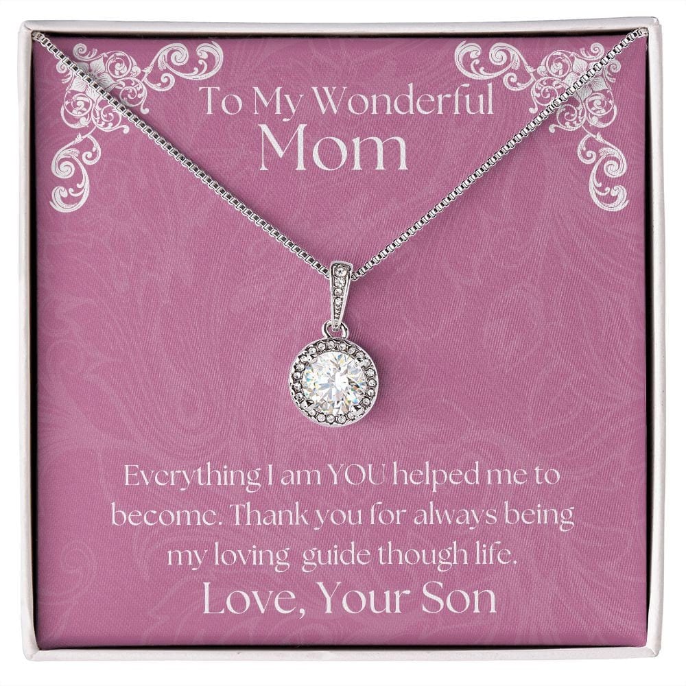 ShineOn Fulfillment Jewelry Mom Necklace, To My Mom Gift, Mother's Day Gift, Gift From Son, White Gold Necklace, Gift for Her, Free Gift Box, Free Shipping