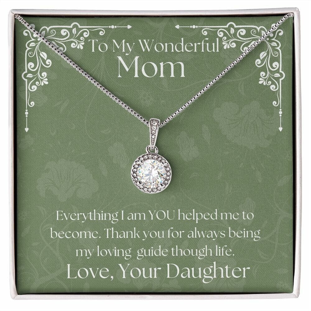 ShineOn Fulfillment Jewelry Mom Necklace, To My Mom Gift, Mother's Day Gift, Gift From Daughter, White Gold Necklace, Gift for Her, Free Gift Box, Free Shipping