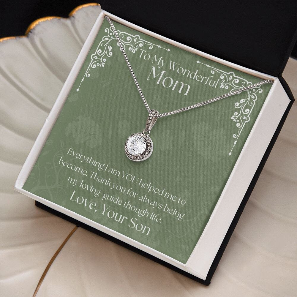 ShineOn Fulfillment Jewelry Mom Necklace, To My Mom Gift, Mother's Day Gift, Gift From Son, White Gold Necklace, Gift for Her, Free Gift Box, Free Shipping