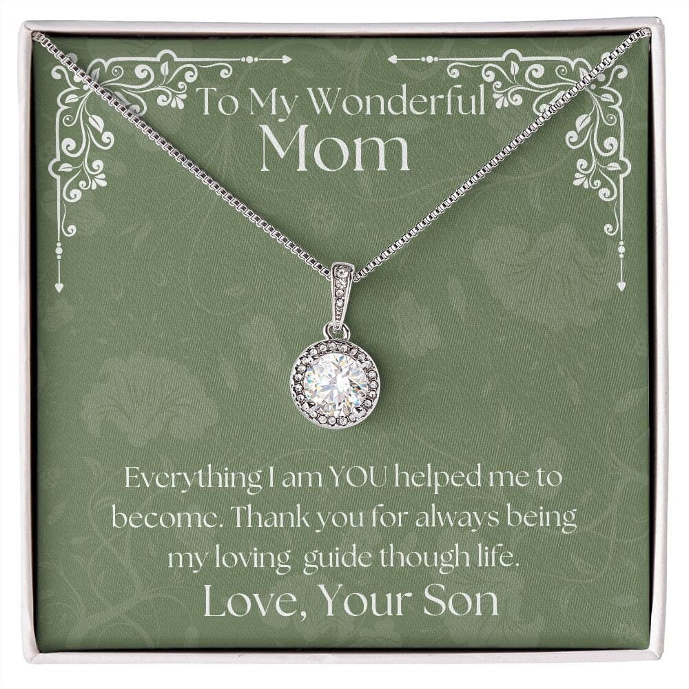 ShineOn Fulfillment Jewelry Mom Necklace, To My Mom Gift, Mother's Day Gift, Gift From Son, White Gold Necklace, Gift for Her, Free Gift Box, Free Shipping