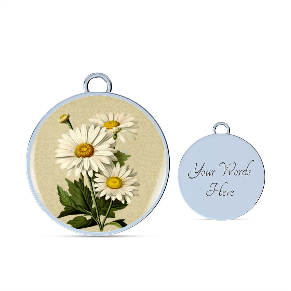 ShineOn Fulfillment Jewelry Personalized Daisy Flower Art, Custom Pendant with Luxury Bangle - Personalized Engraving Available, Gift Box Included, Free Shipping