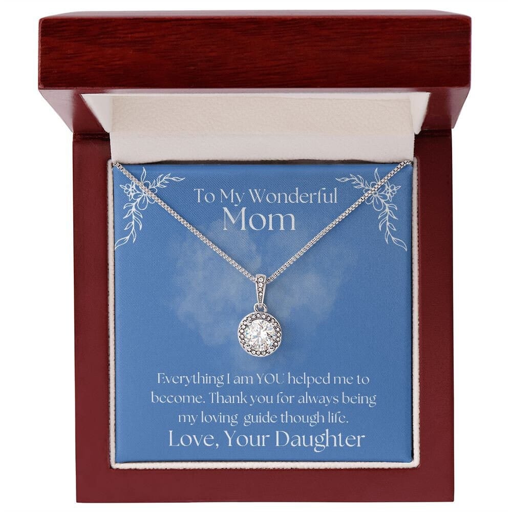 ShineOn Fulfillment Jewelry Mom Necklace, To My Mom Gift, Mother's Day Gift, Gift From Daughter, White Gold Necklace, Gift for Her, Free Gift Box, Free Shipping