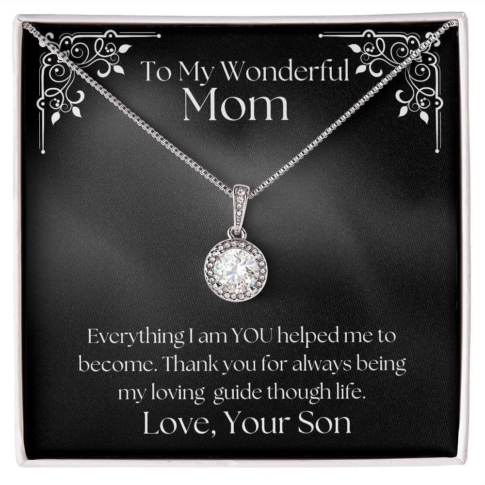 ShineOn Fulfillment Jewelry Mom Necklace, To My Mom Gift, Mother's Day Gift, Gift From Son, White Gold Necklace, Gift for Her, Free Gift Box, Free Shipping