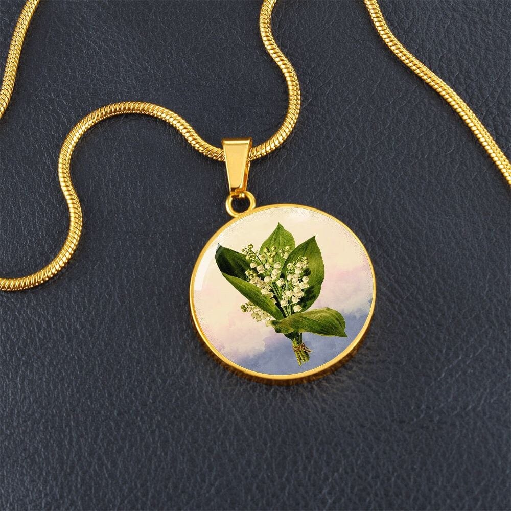 ShineOn Fulfillment Jewelry Personalized Lily of the Valley Art, Custom Pendant and Luxury Necklace - Personalized Engraving Available, Gift Box Included, Free Shipping