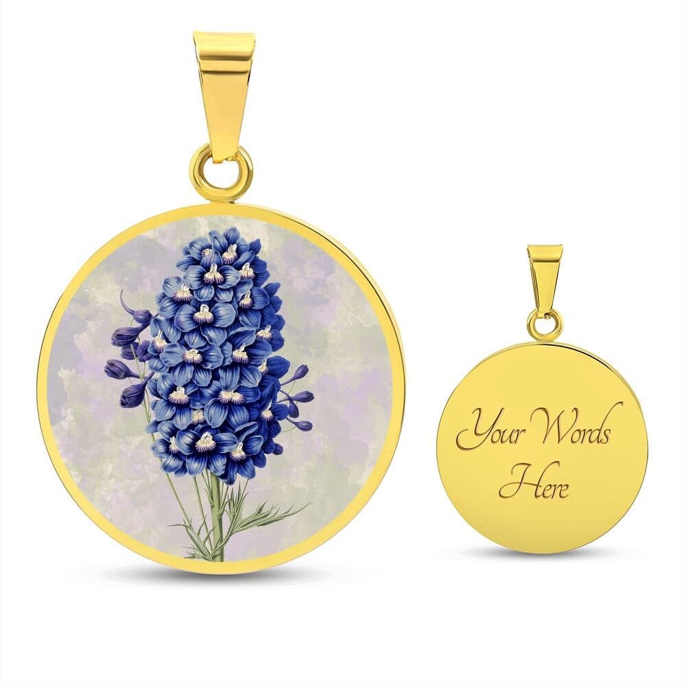 ShineOn Fulfillment Jewelry Personalized Larkspur Vintage Art, Custom Pendant and Luxury Necklace - Personalized Engraving Available, Gift Box Included, Free Shipping