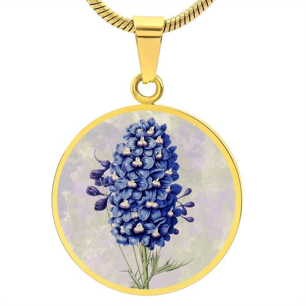 ShineOn Fulfillment Jewelry Personalized Larkspur Vintage Art, Custom Pendant and Luxury Necklace - Personalized Engraving Available, Gift Box Included, Free Shipping