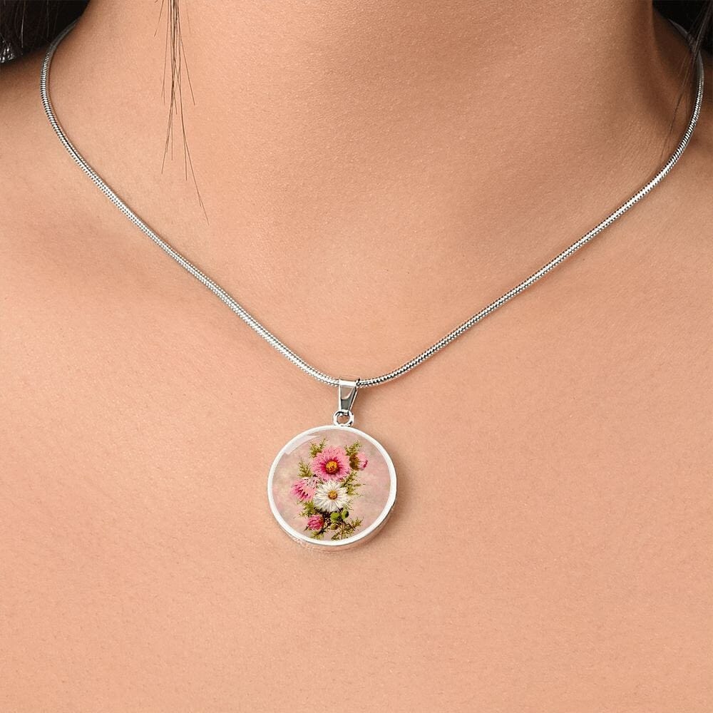 ShineOn Fulfillment Jewelry Personalized Aster Vintage Art, Custom Pendant and Luxury Necklace - Personalized Engraving Available, Gift Box Included, Free Shipping