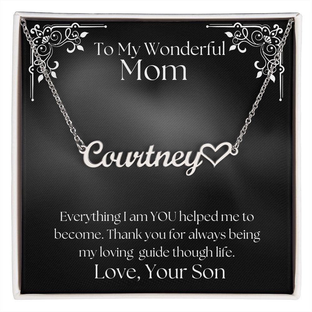 ShineOn Fulfillment Jewelry Personalized Name Necklace, Gift For Mom, Custom Name with Heart Necklace, Gift From Son, Gift for Her, Included Gift Box, Free Shipping