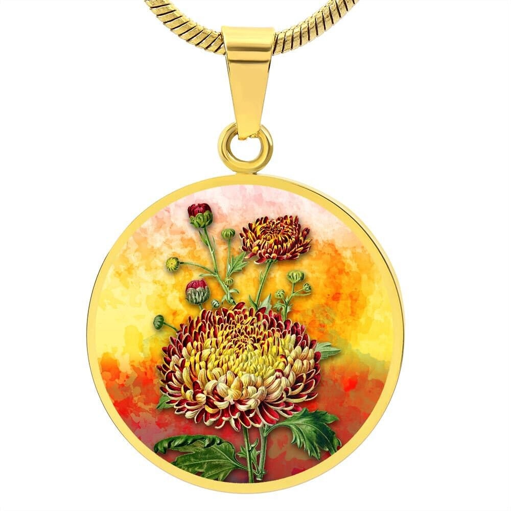 ShineOn Fulfillment Jewelry Personalized Chrysanthemum Art, Custom Pendant & Luxury Necklace - Personalized Engraving Available, Gift Box Included, Free Shipping