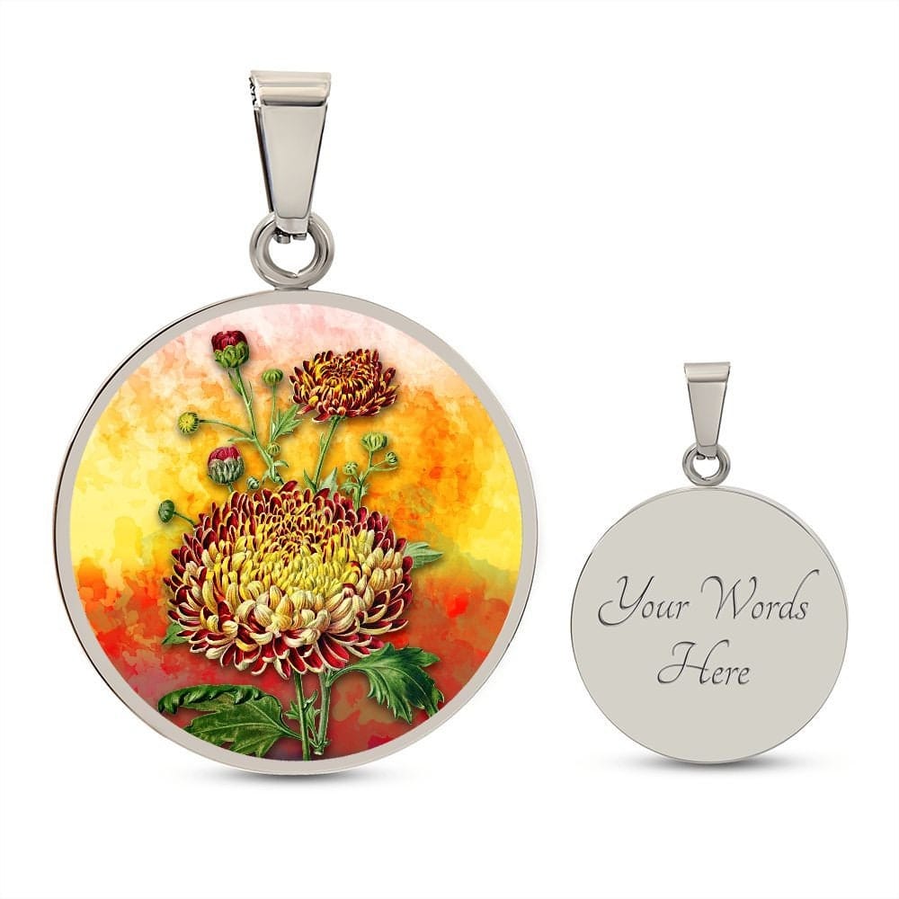 ShineOn Fulfillment Jewelry Personalized Chrysanthemum Art, Custom Pendant & Luxury Necklace - Personalized Engraving Available, Gift Box Included, Free Shipping