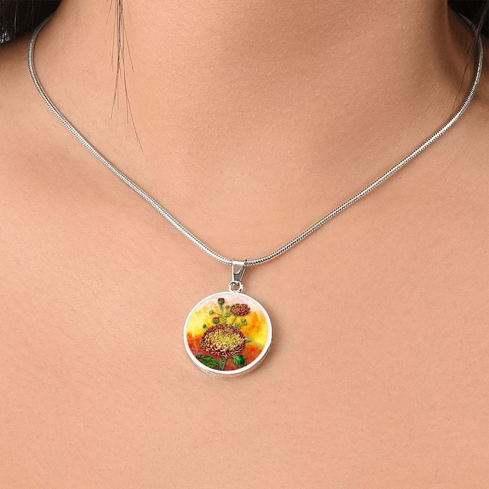 ShineOn Fulfillment Jewelry Personalized Chrysanthemum Art, Custom Pendant & Luxury Necklace - Personalized Engraving Available, Gift Box Included, Free Shipping