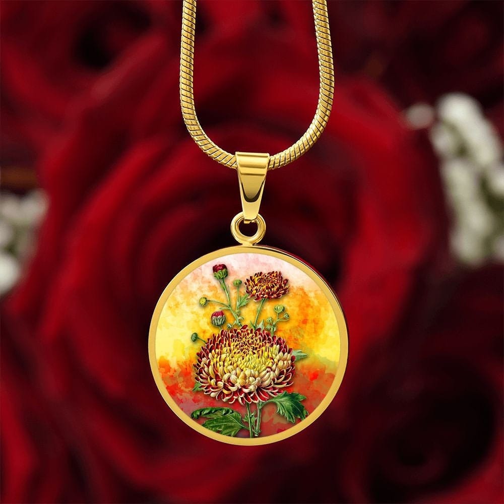 ShineOn Fulfillment Jewelry Personalized Chrysanthemum Art, Custom Pendant & Luxury Necklace - Personalized Engraving Available, Gift Box Included, Free Shipping