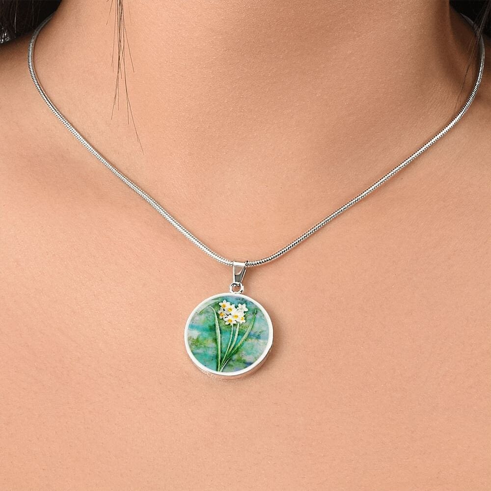 ShineOn Fulfillment Jewelry Personalized Narcissus Vintage Art, Custom Pendant & Luxury Necklace - Personalized Engraving Available, Gift Box Included, Free Shipping