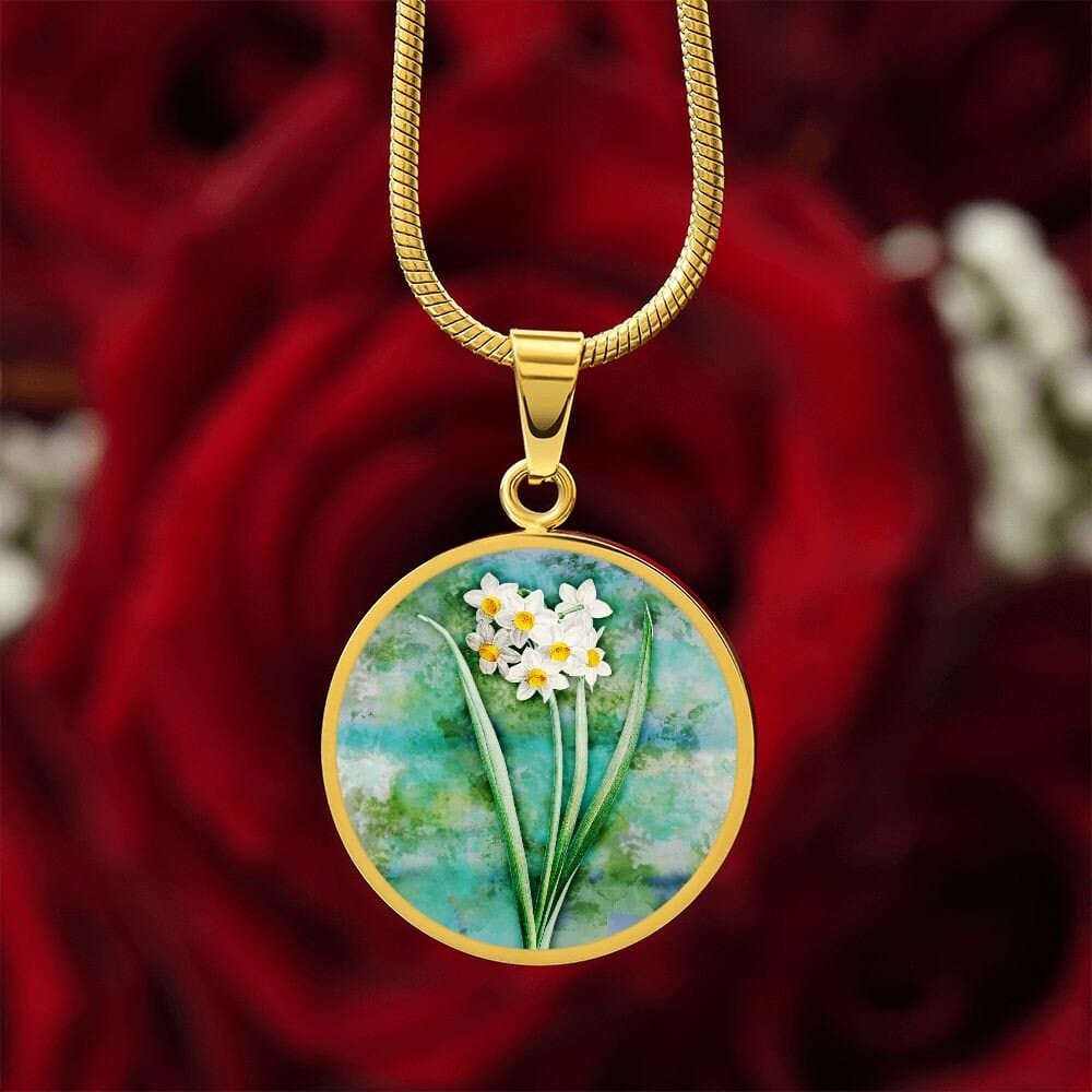 ShineOn Fulfillment Jewelry Personalized Narcissus Vintage Art, Custom Pendant & Luxury Necklace - Personalized Engraving Available, Gift Box Included, Free Shipping