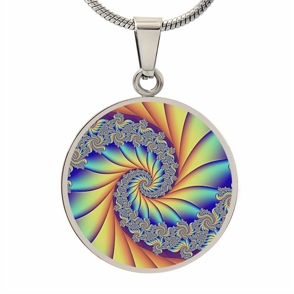 ShineOn Fulfillment Jewelry Personalized Infinite Spiral Fractal Original Art, Custom Pendant with Luxury Necklace - Personalized Engraving Available, Gift Box Included