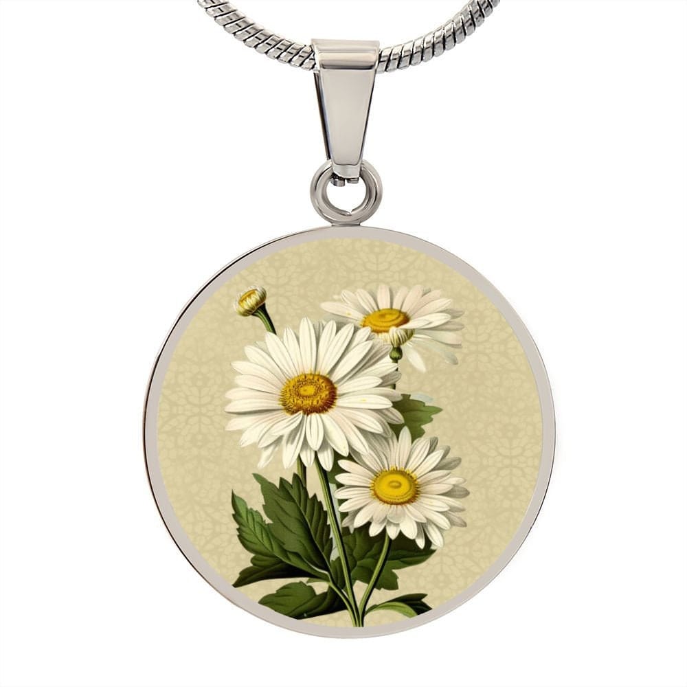 ShineOn Fulfillment Jewelry Personalized Daisy Flower Art, Custom Pendant with Luxury Necklace - Personalized Engraving Available, Gift Box Included, Free Shipping