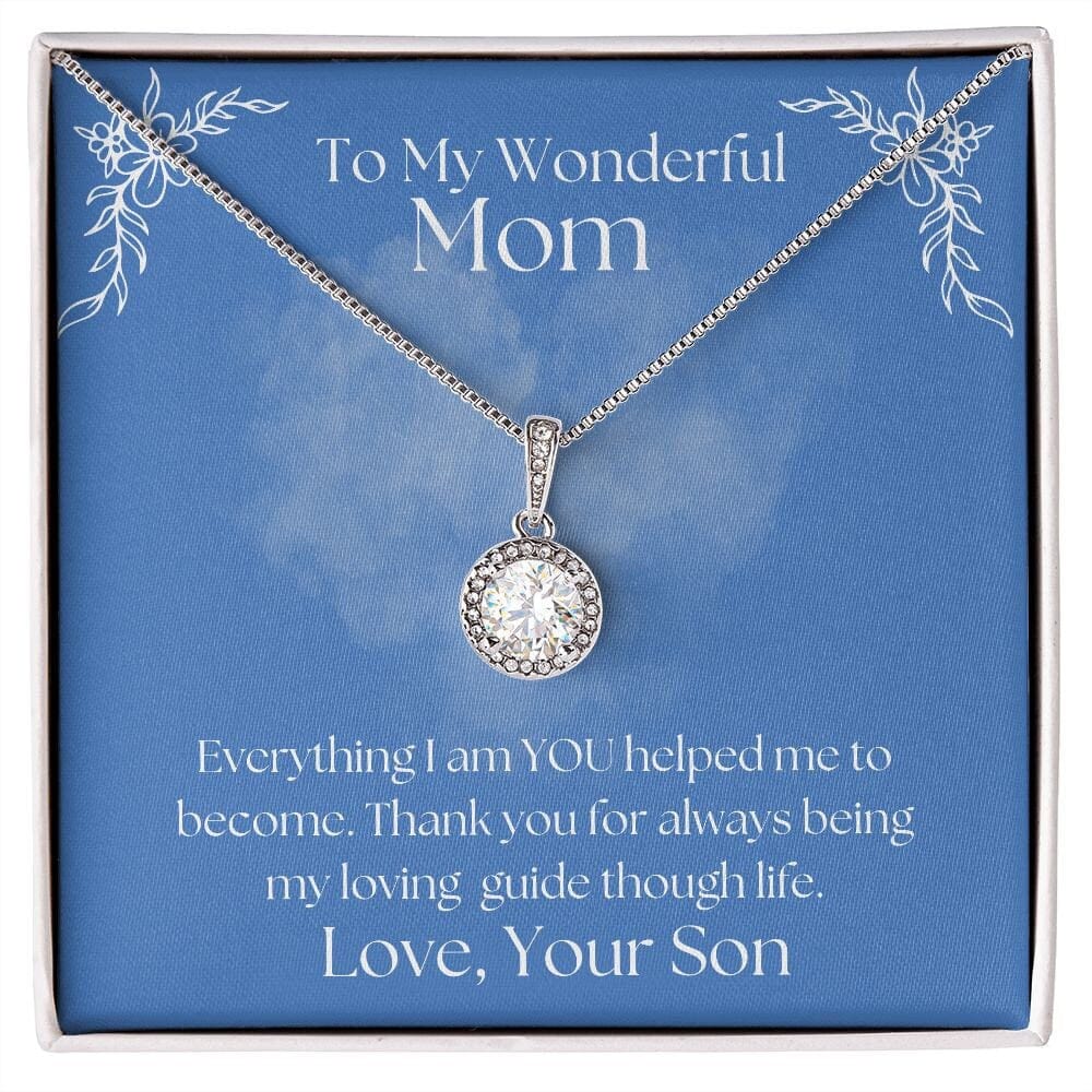 ShineOn Fulfillment Jewelry Mom Necklace, To My Mom Gift, Mother's Day Gift, Gift From Son, White Gold Necklace, Gift for Her, Free Gift Box, Free Shipping