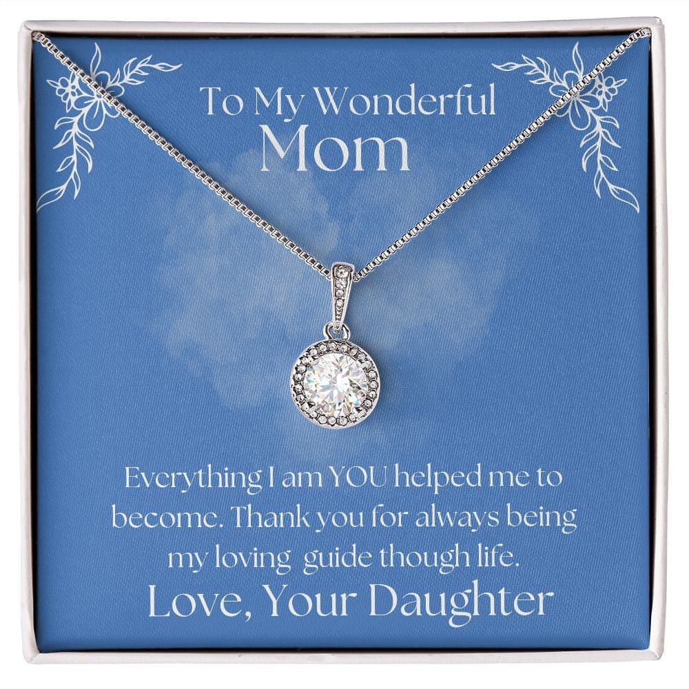 ShineOn Fulfillment Jewelry Mom Necklace, To My Mom Gift, Mother's Day Gift, Gift From Daughter, White Gold Necklace, Gift for Her, Free Gift Box, Free Shipping