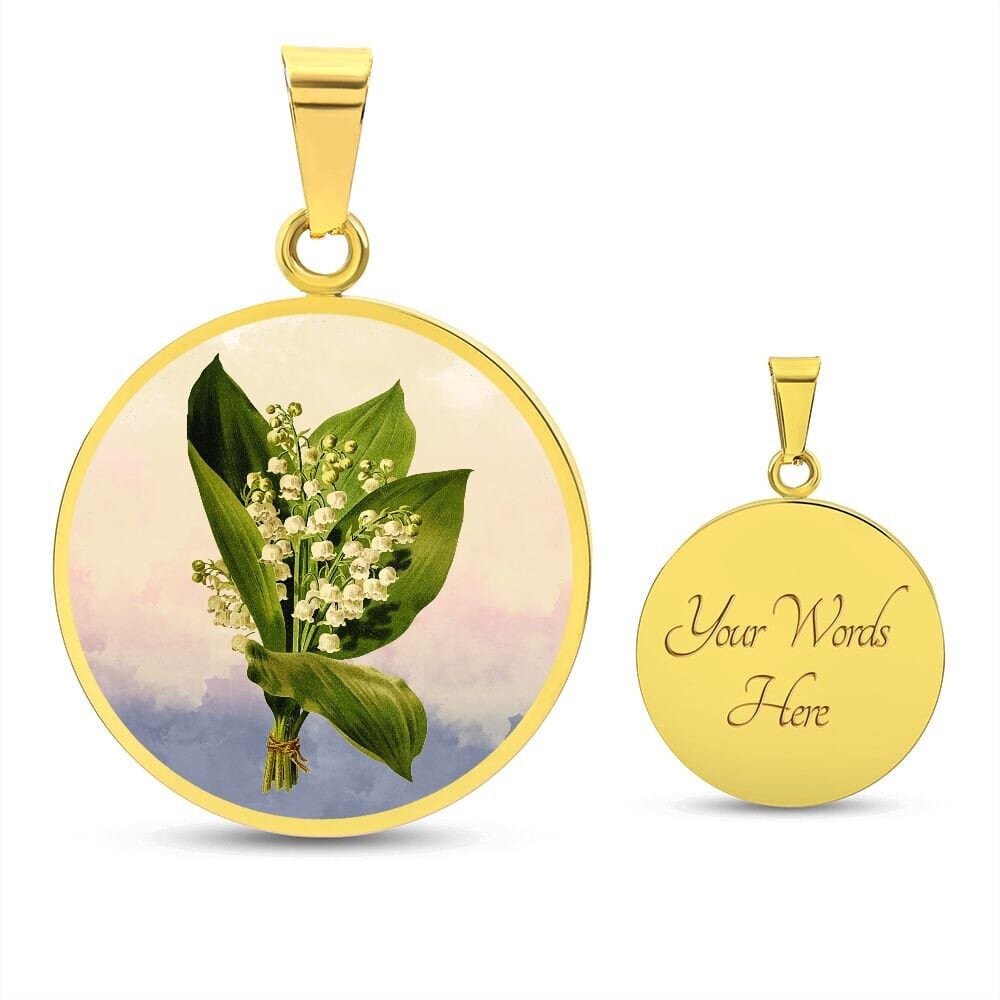 ShineOn Fulfillment Jewelry Personalized Lily of the Valley Art, Custom Pendant and Luxury Necklace - Personalized Engraving Available, Gift Box Included, Free Shipping