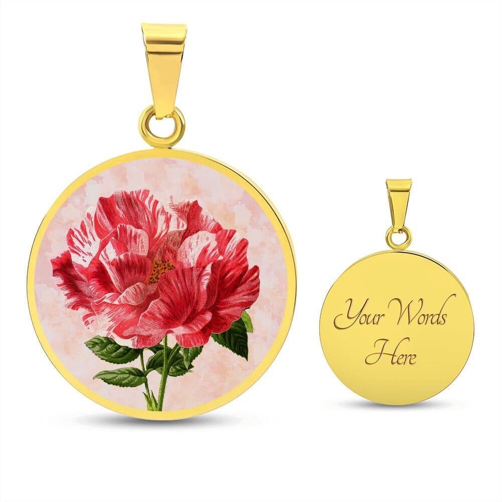 ShineOn Fulfillment Jewelry Personalized Rose Vintage Art, Custom Pendant and Luxury Necklace - Personalized Engraving Available, Gift Box Included, Free Shipping