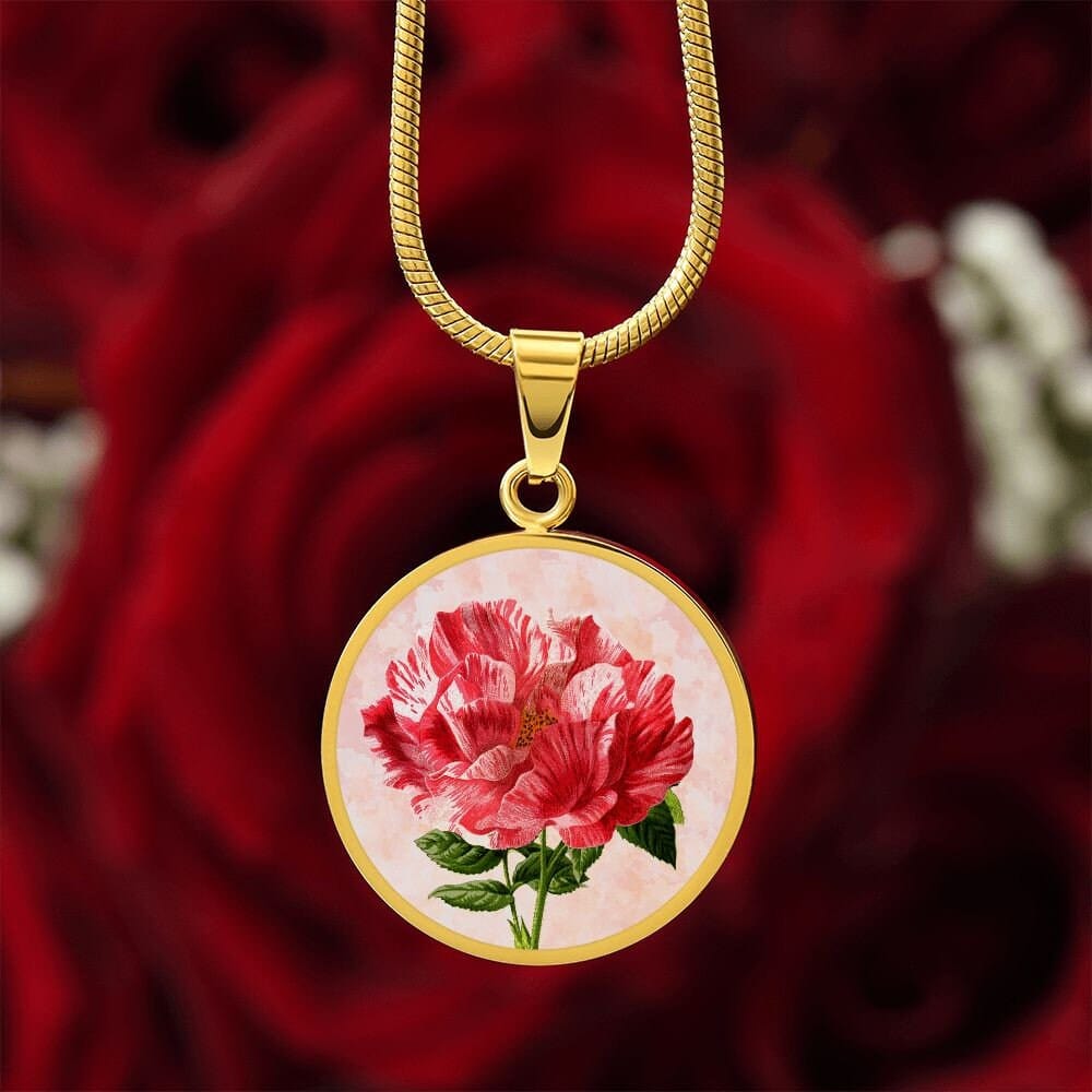 ShineOn Fulfillment Jewelry Personalized Rose Vintage Art, Custom Pendant and Luxury Necklace - Personalized Engraving Available, Gift Box Included, Free Shipping