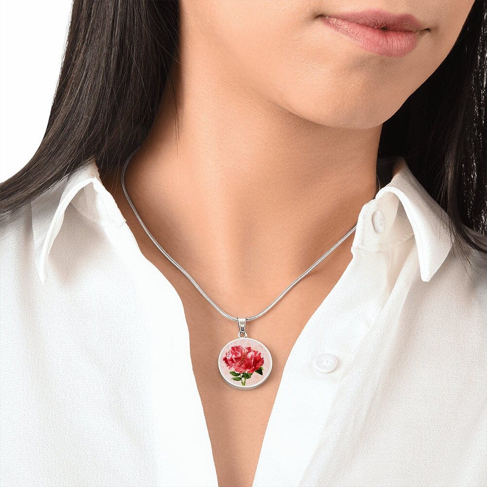 ShineOn Fulfillment Jewelry Personalized Rose Vintage Art, Custom Pendant and Luxury Necklace - Personalized Engraving Available, Gift Box Included, Free Shipping