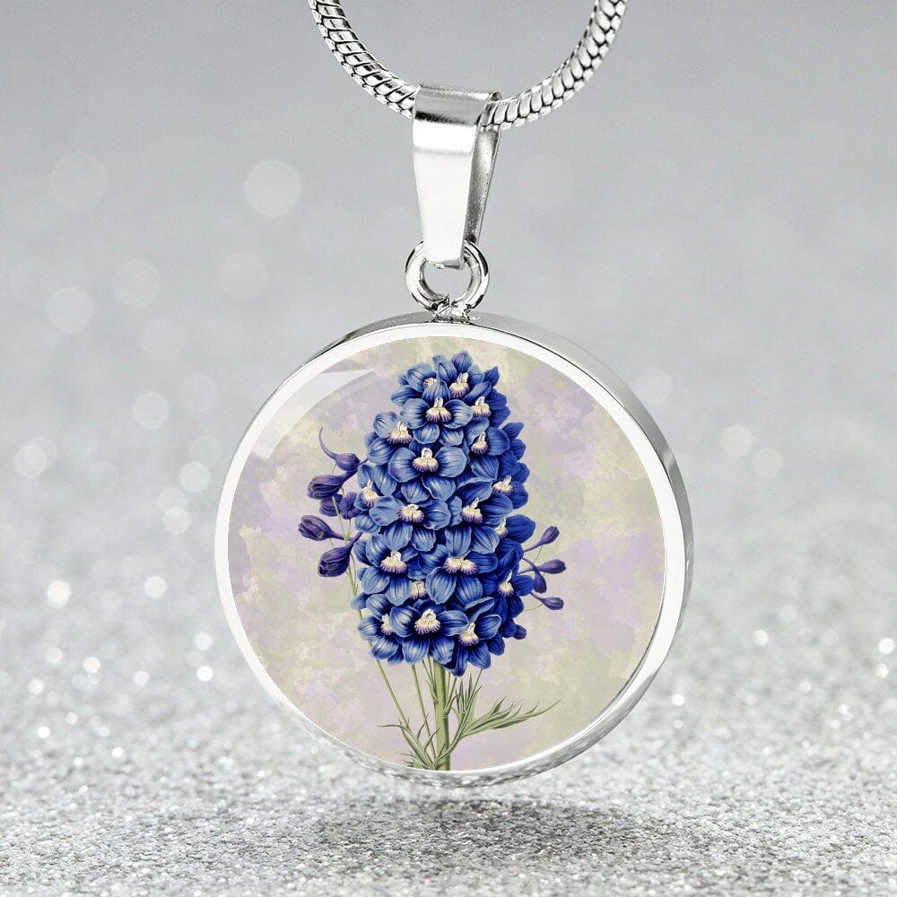 ShineOn Fulfillment Jewelry Personalized Larkspur Vintage Art, Custom Pendant and Luxury Necklace - Personalized Engraving Available, Gift Box Included, Free Shipping