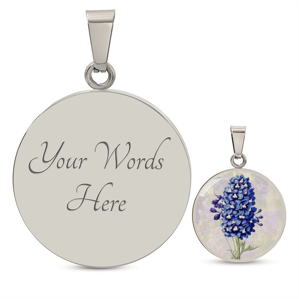 ShineOn Fulfillment Jewelry Personalized Larkspur Vintage Art, Custom Pendant and Luxury Necklace - Personalized Engraving Available, Gift Box Included, Free Shipping