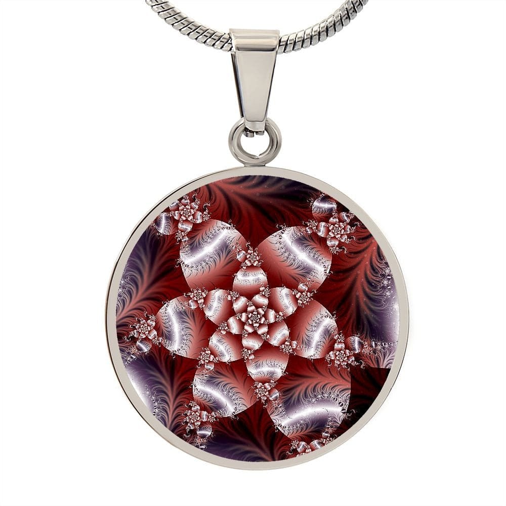 ShineOn Fulfillment Jewelry Personalized Infinite Flower Fractal Original Art, Custom Pendant with Luxury Necklace - Personalized Engraving Available, Gift Box Included