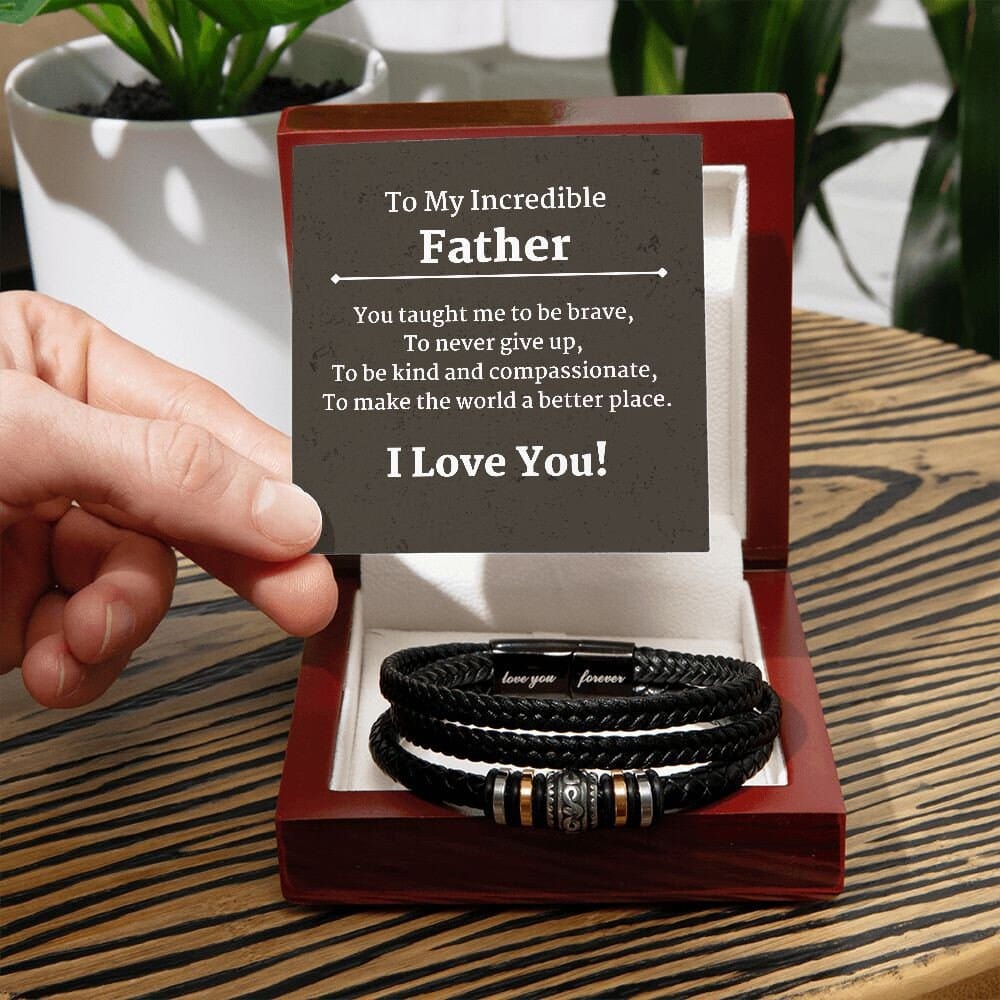 ShineOn Fulfillment Jewelry Father Bracelet, Engraved Bracelet, Father Gift, Father's Day Gift, Birthday Gift, Christmas Gift, Gift For Him, Free Gift Box