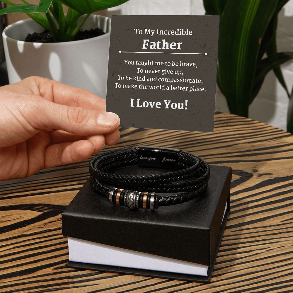 ShineOn Fulfillment Jewelry Father Bracelet, Engraved Bracelet, Father Gift, Father's Day Gift, Birthday Gift, Christmas Gift, Gift For Him, Free Gift Box