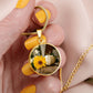 ShineOn Fulfillment Jewelry Personalized Yellow Flower and White Pumpkin Art, Custom Pendant with Luxury Necklace - Personalized Engraving Available, Gift Box Included