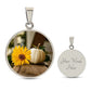 ShineOn Fulfillment Jewelry Personalized Yellow Flower and White Pumpkin Art, Custom Pendant with Luxury Necklace - Personalized Engraving Available, Gift Box Included