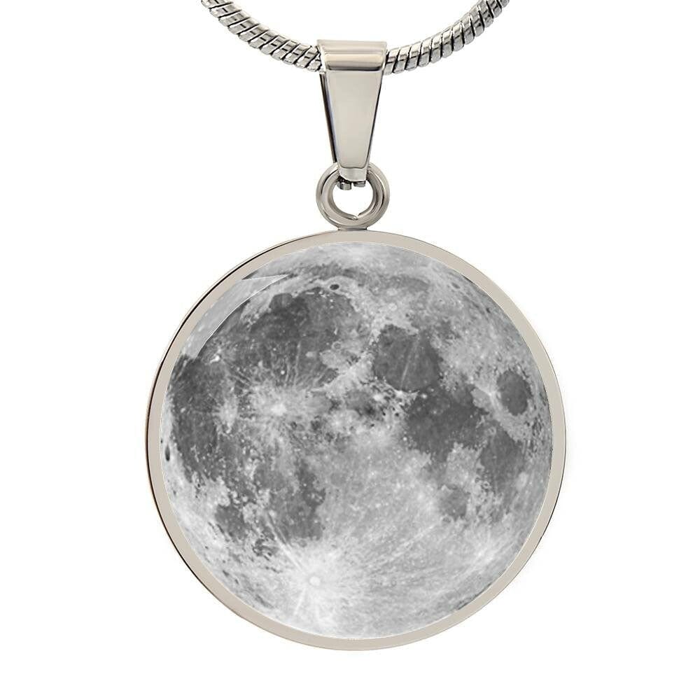 ShineOn Fulfillment Jewelry Personalized Full Moon Photo Art, Custom Pendant with Luxury Necklace - Personalized Engraving Available, Gift Box Included, Free Shipping