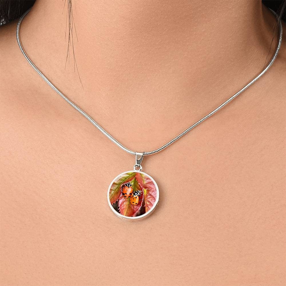 ShineOn Fulfillment Jewelry Personalized Ladybug Photo Art, Custom Pendant with Luxury Necklace - Personalized Engraving Available, Gift Box Included, Free Shipping