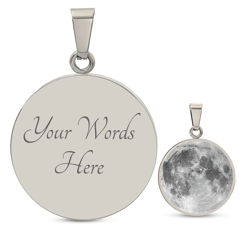 ShineOn Fulfillment Jewelry Personalized Full Moon Photo Art, Custom Pendant with Luxury Necklace - Personalized Engraving Available, Gift Box Included, Free Shipping