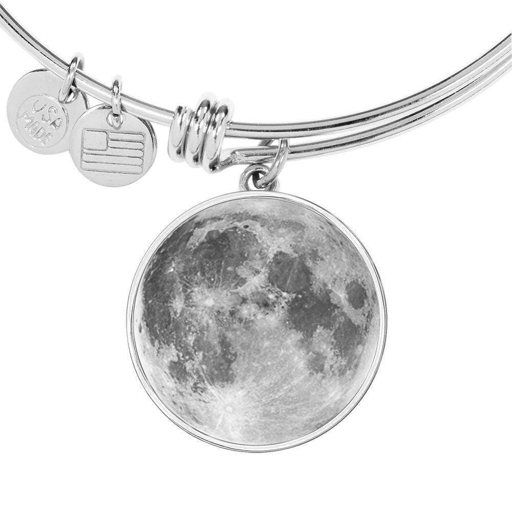 ShineOn Fulfillment Jewelry Personalized Full Moon Photo Art, Custom Pendant with Luxury Bangle - Personalized Engraving Available, Gift Box Included, Free Shipping
