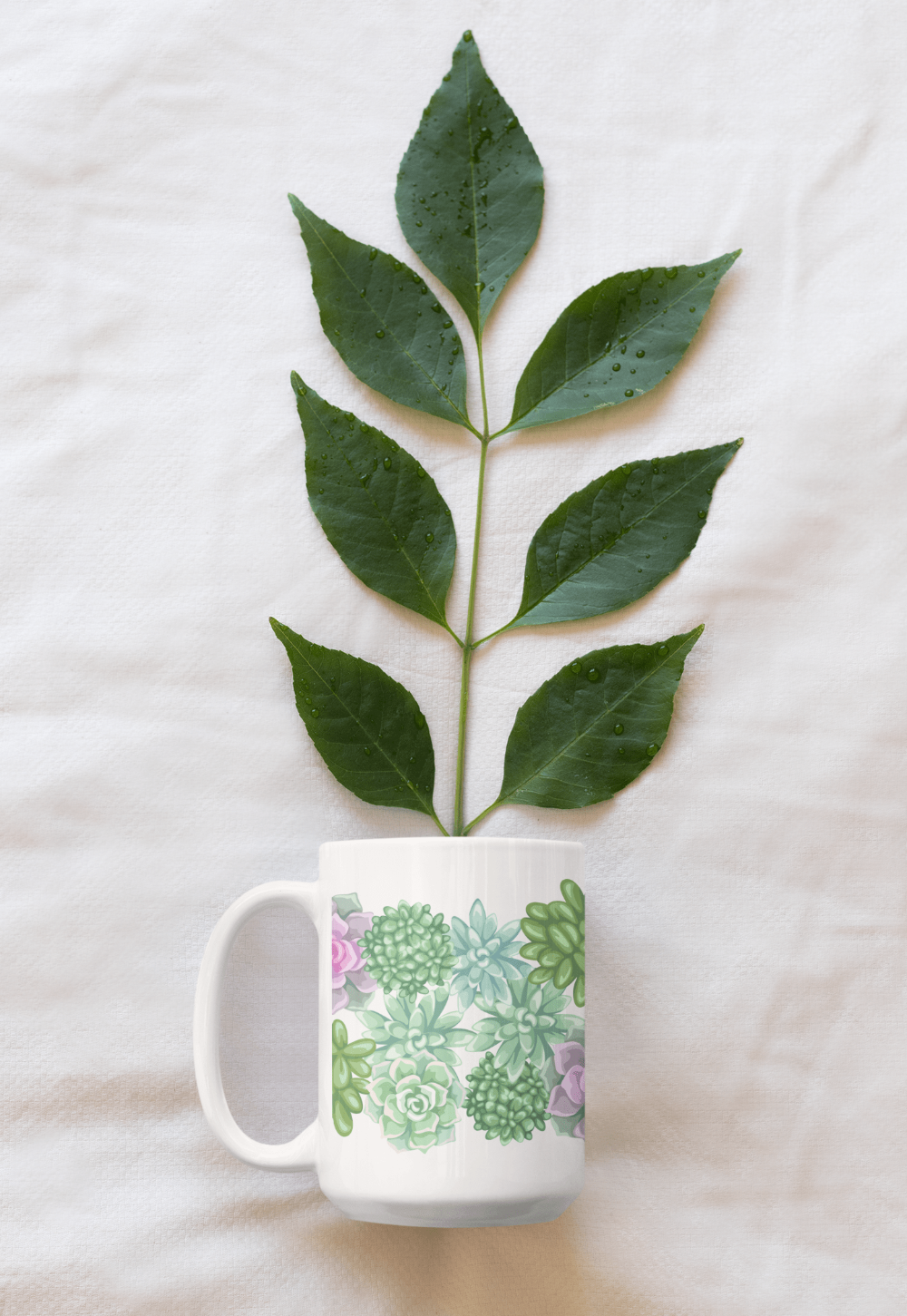 Printify Mug 15oz Coffee Mug, Succulent Coffee Mug, Cactus Mug, Succulent Gift, Birthday Gift, Christmas Gift, Friend Gift, White 15 oz Ceramic 30222131594457089459