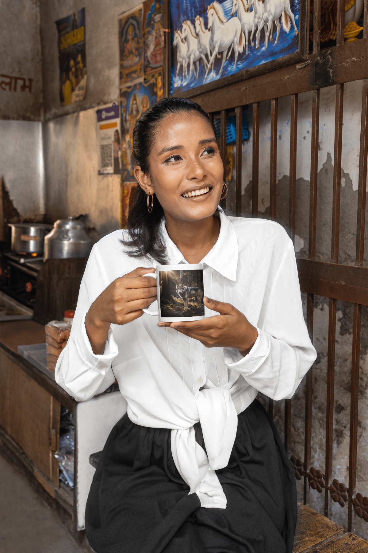 Printify Mug 11oz Coffee Mug, Wolf in Forest Coffee Mug, Wolf Coffee, Tea Mug, Birthday Gift, Christmas Gift, Friend Gift, White 11 oz Ceramic 15159037515131173039