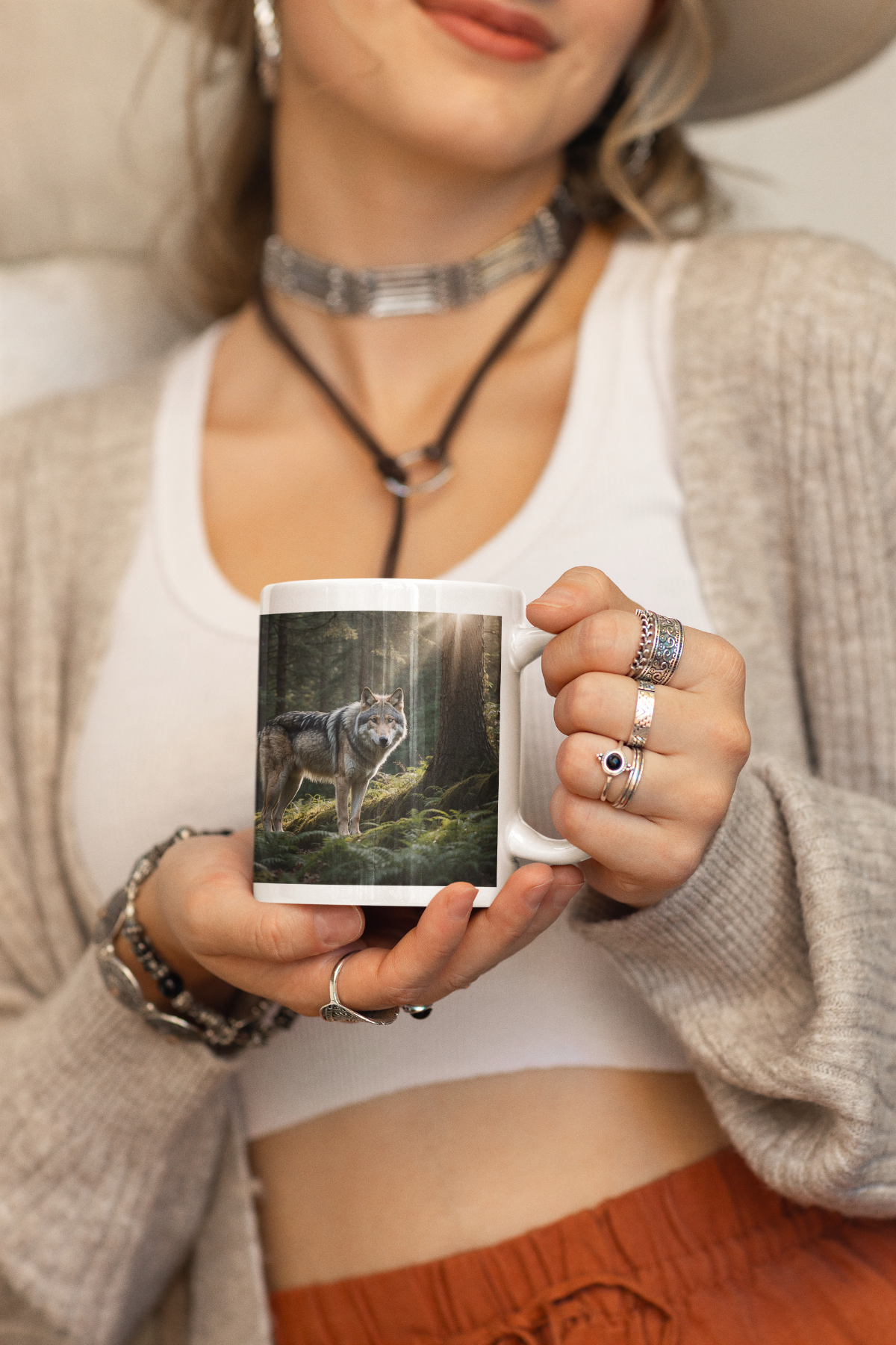 Printify Mug 11oz Coffee Mug, Wolf in Forest Coffee Mug, Wolf Coffee, Tea Mug, Birthday Gift, Christmas Gift, Friend Gift, White 11 oz Ceramic 15159037515131173039